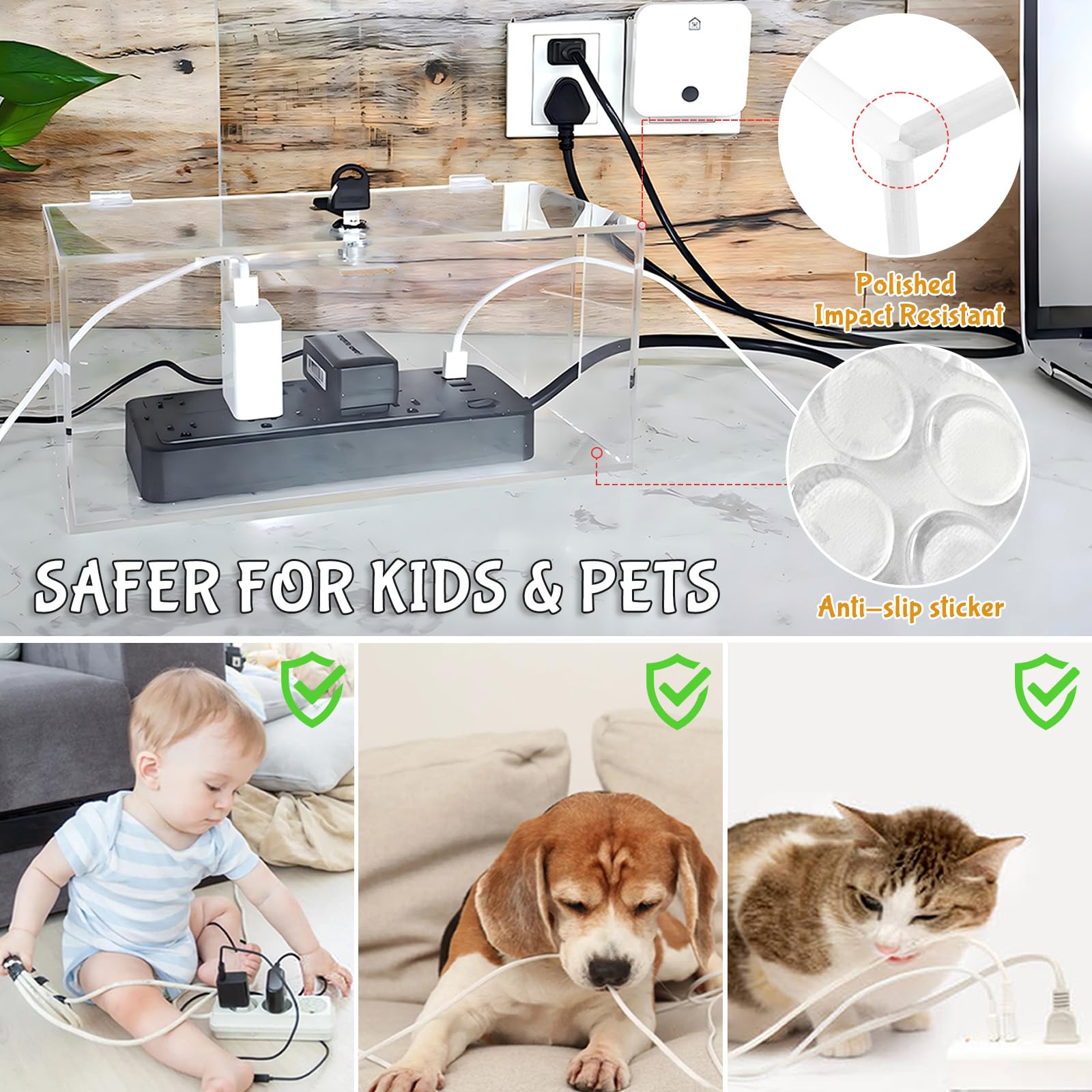 PILISPARK surge protector box coverage keeps power strips tidy and safe.
