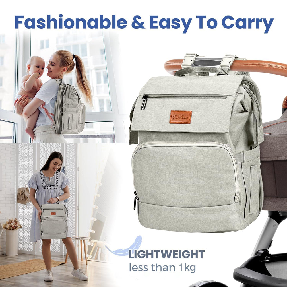 PILLANI changing pad included for comfy diaper changes on the move.