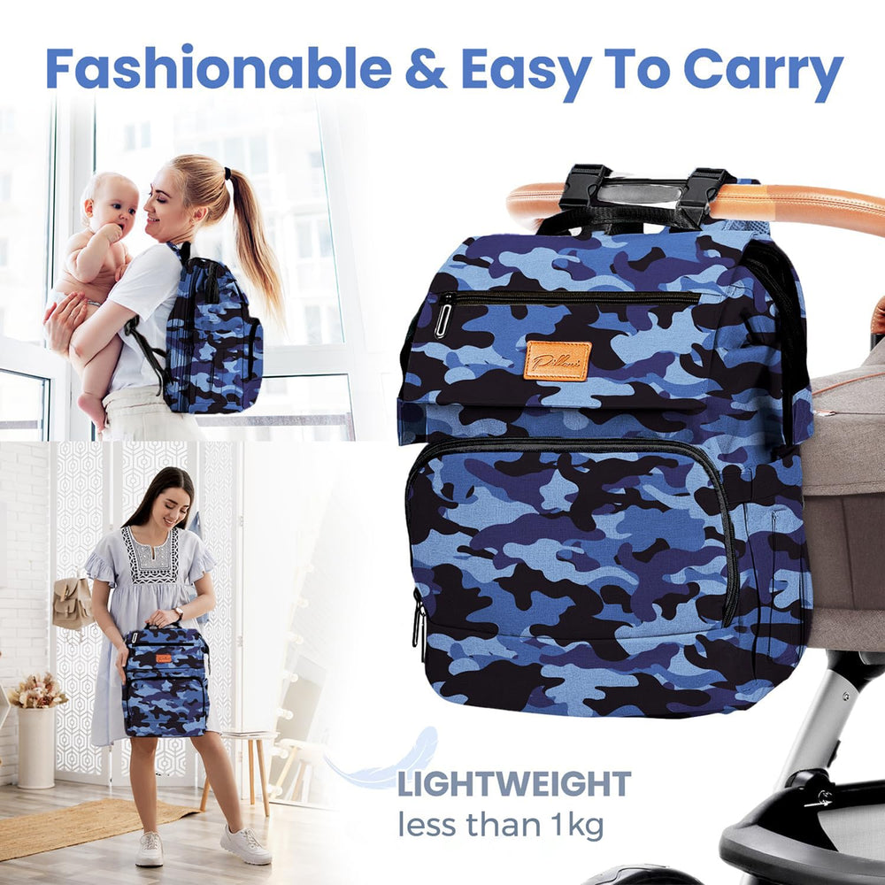 PILLANI Baby Diaper Bag Backpack waterproof fabric protects contents in rain.