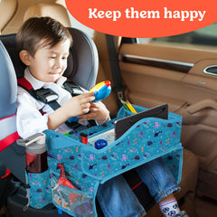 PILLANI car-seat tray compact-size keeps snacks and toys organized.