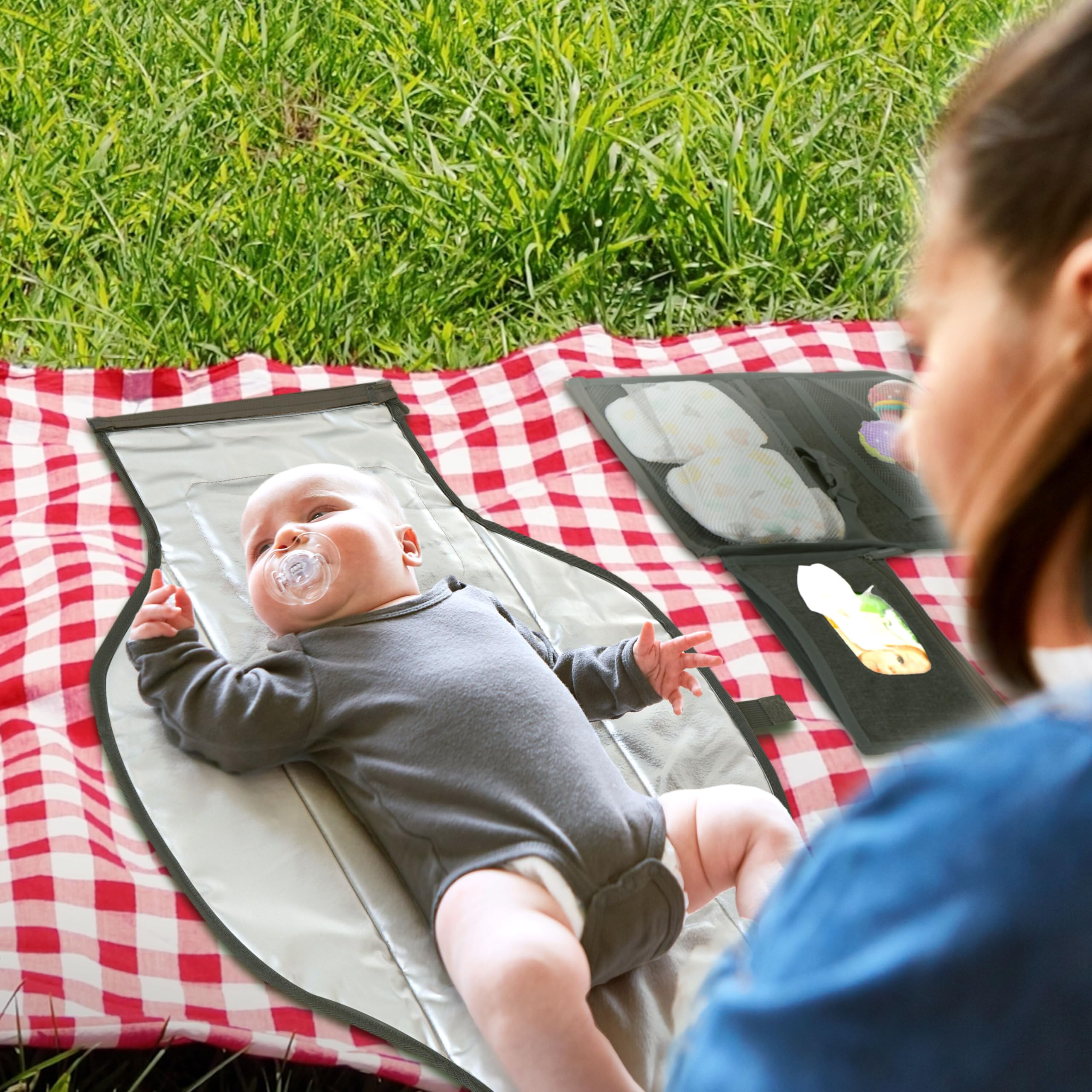 Pillani changing area 27x22 provides generous space for safe diapering.
