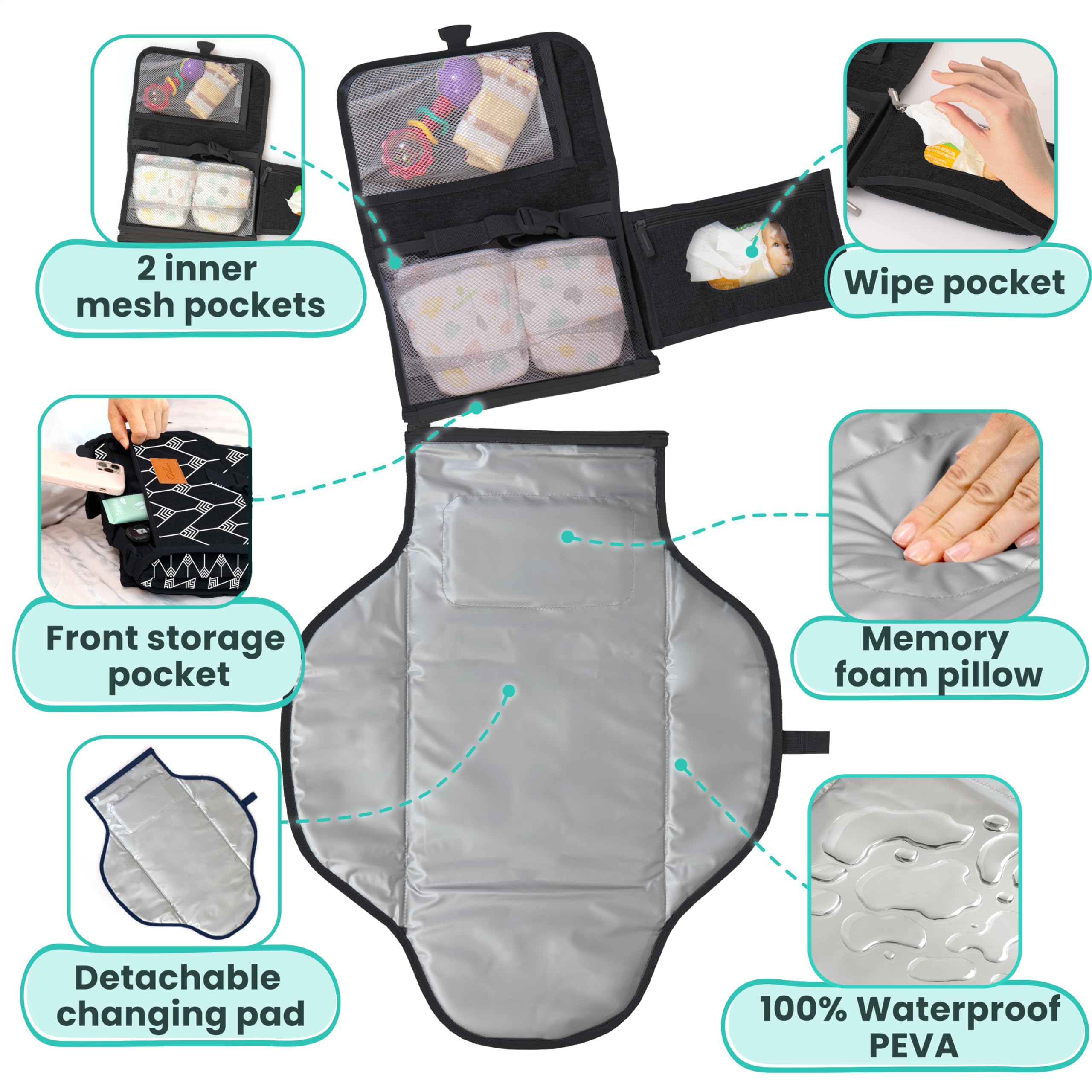 Pillani inner mesh pockets keep essentials organized for quick access.