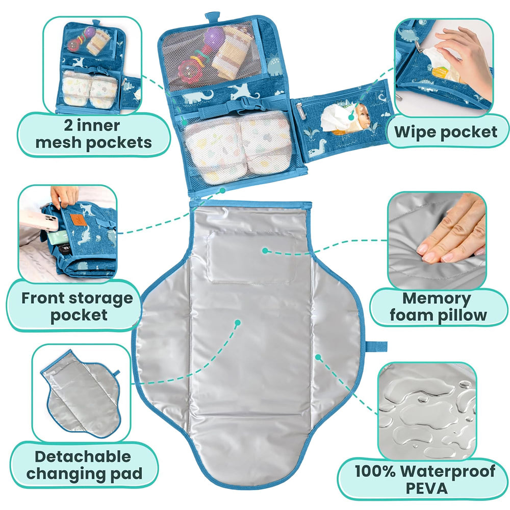 Pillani changing pad one-hand use enables quick diaper changes while holding baby.