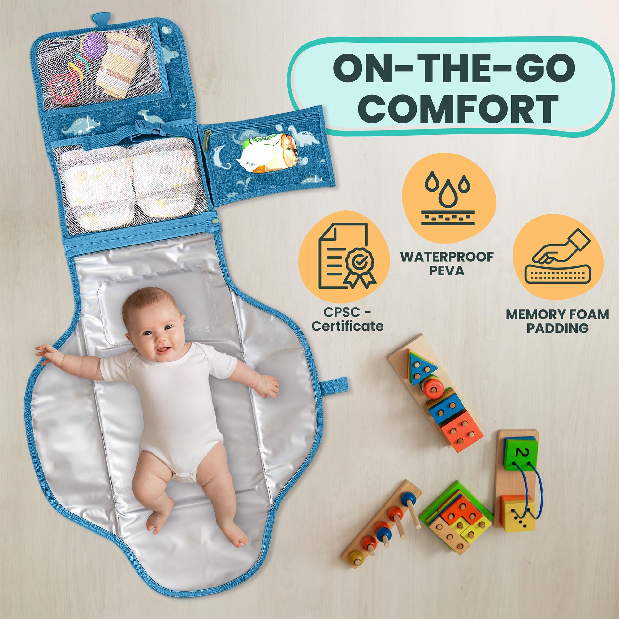 Pillani changing pad stroller attachment shows versatile carry option on outings.