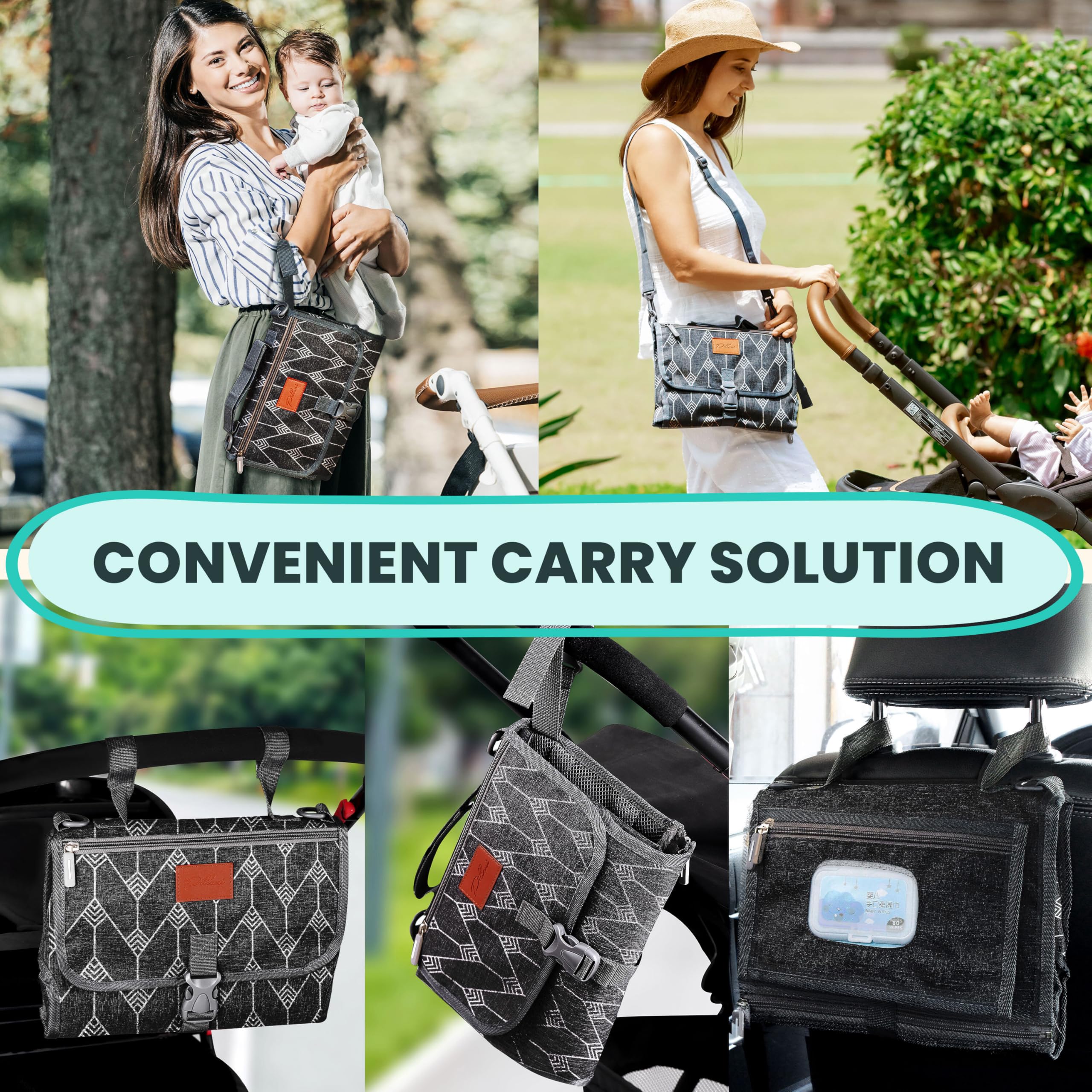 Pillani wipes holder provides easy wipes access during on-the-go changes.
