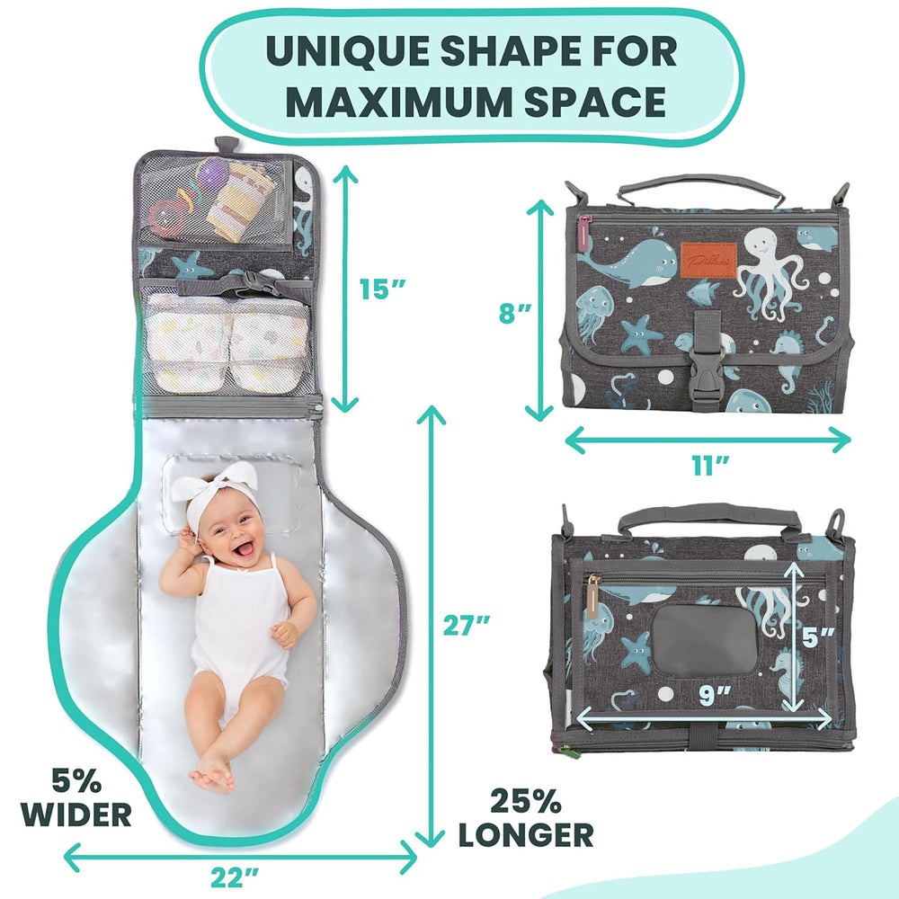 Pillani changing pad with wipes pockets and storage, organized diaper changes.