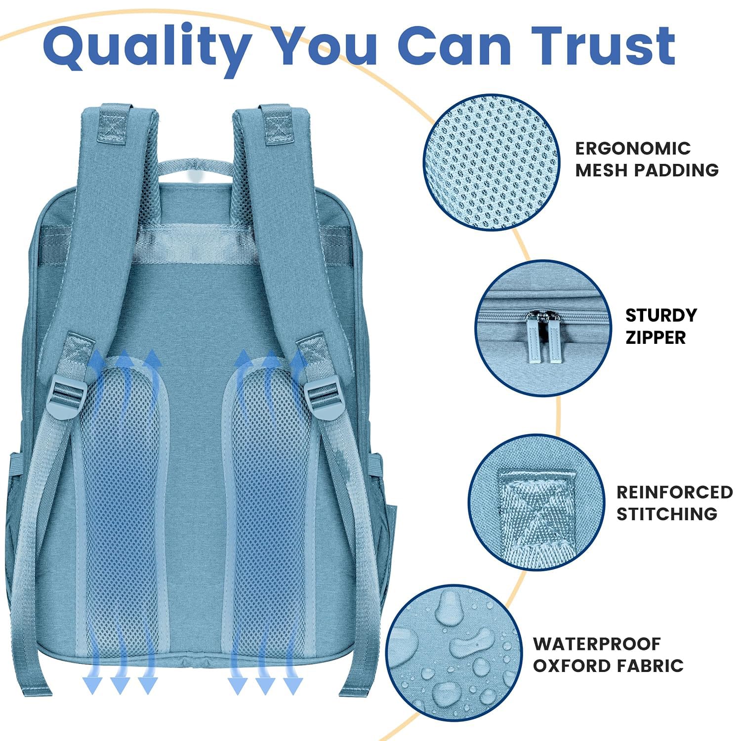 PILLANI diaper bag backpack changing pad included for quick diaper changes