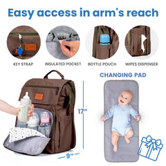 PILLANI diaper bag backpack insulated bottle pockets keep bottles warm or cool.