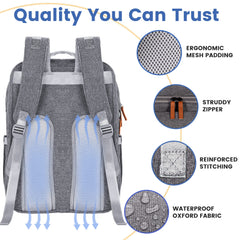 PILLANI diaper bag backpack-stroller-buckles compatible with strollers for hands-free travel