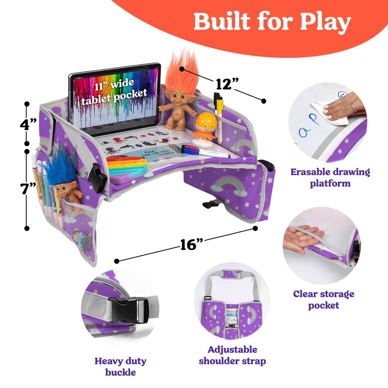 PILLANI erasable drawing platform keeps doodling mess-free during car journeys.