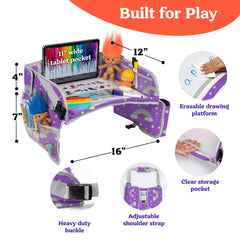 PILLANI erasable drawing platform keeps doodling mess-free during car journeys.