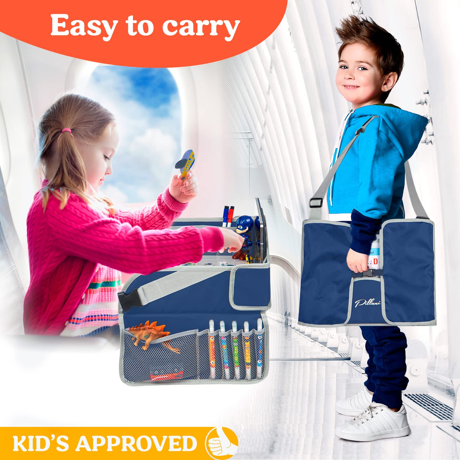 PILLANI Travel Tray adjustable carry strap for comfortable portability