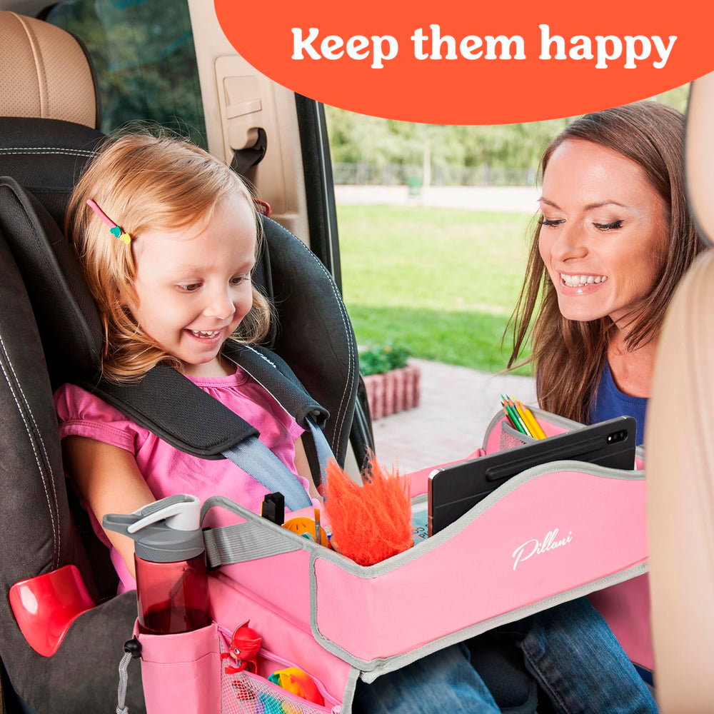 PILLANI Travel Tray features erasable drawing platform for mess-free art on the road.