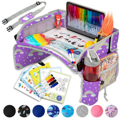 PILLANI Kids Travel Tray on car seat keeps snacks within reach for mess-free trips.