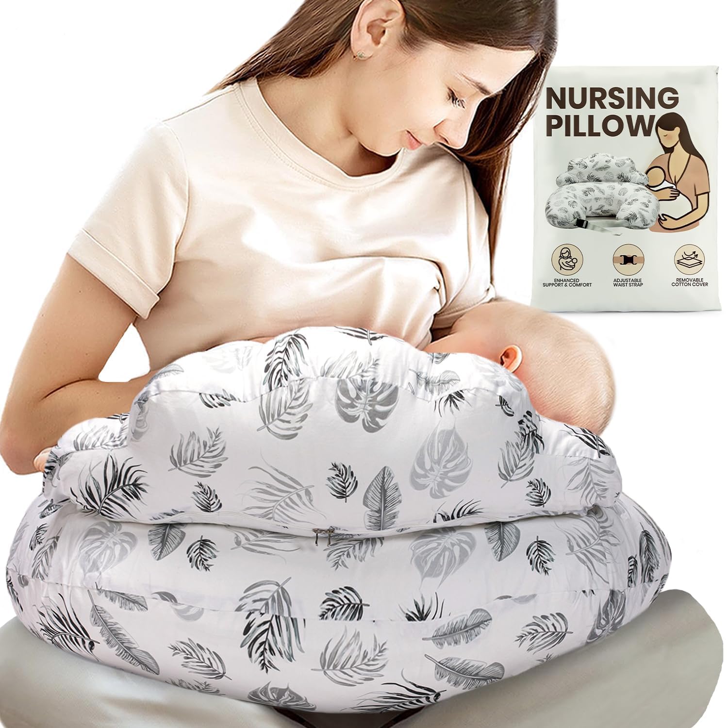 PILLANI nursing pillow front view demonstrating ergonomic support for comfortable feeding