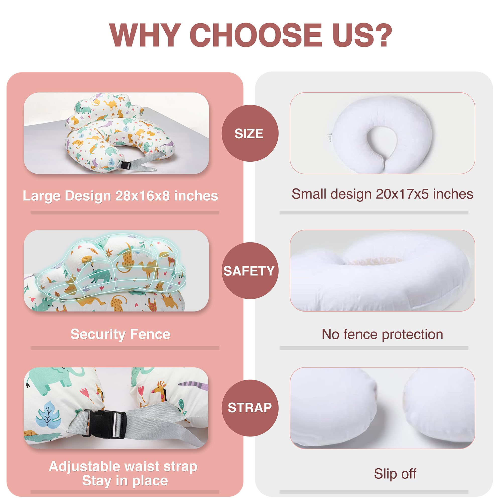 PILLANI nursing pillow removable cover allows quick cleaning after meals.