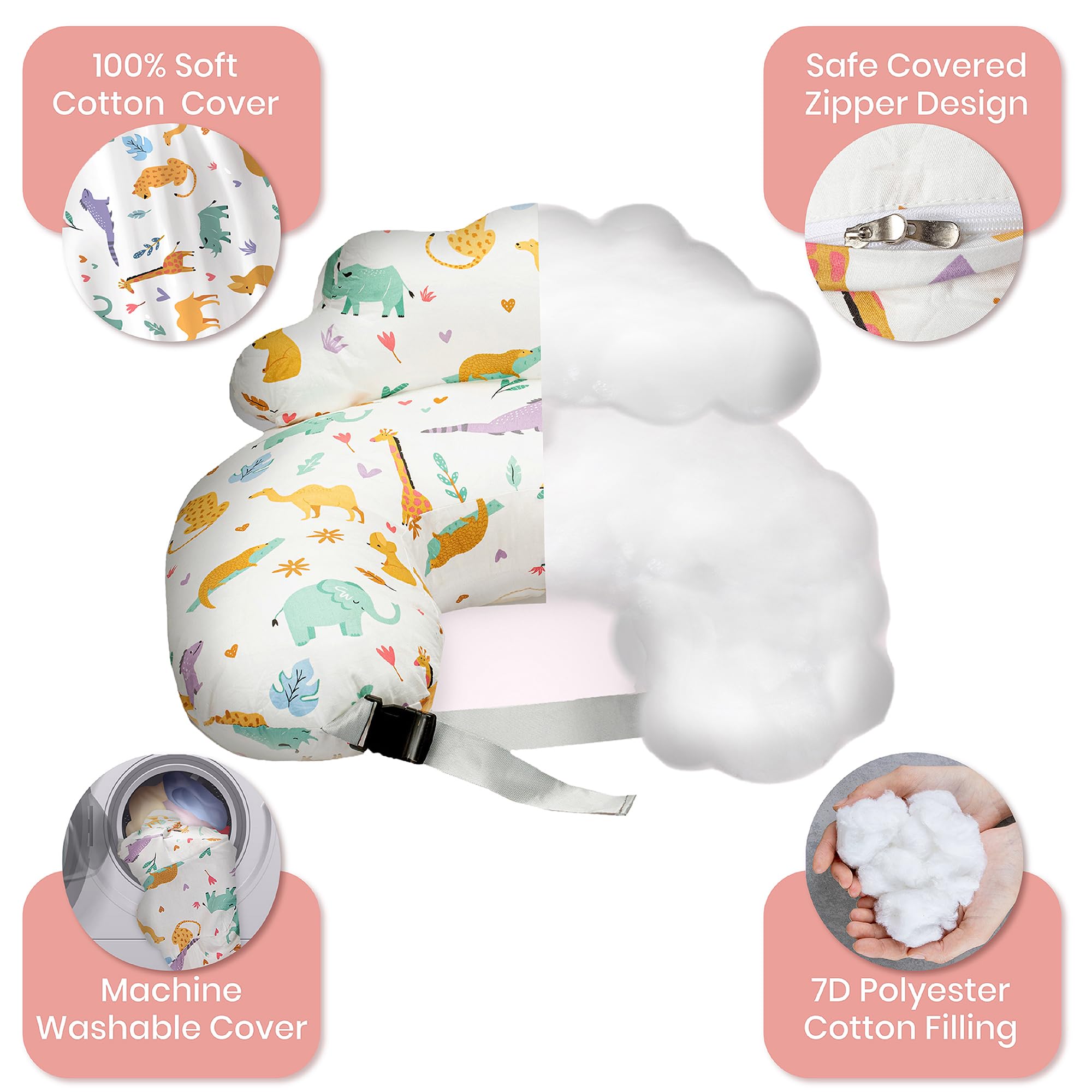 PILLANI nursing pillow safety features keep baby secure during nursing.