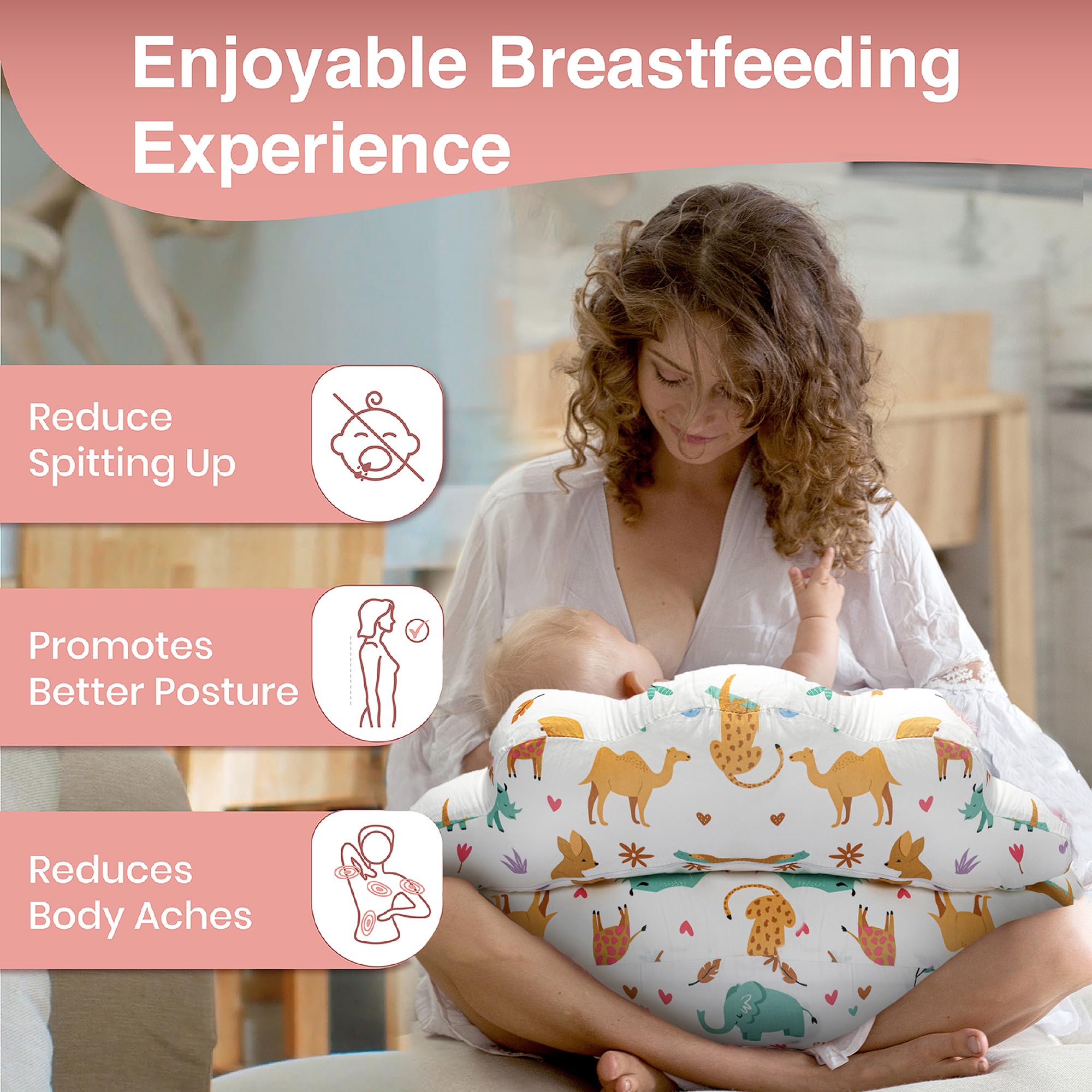 PILLANI nursing pillow secure base keeps baby positioned for hands-free feeding.