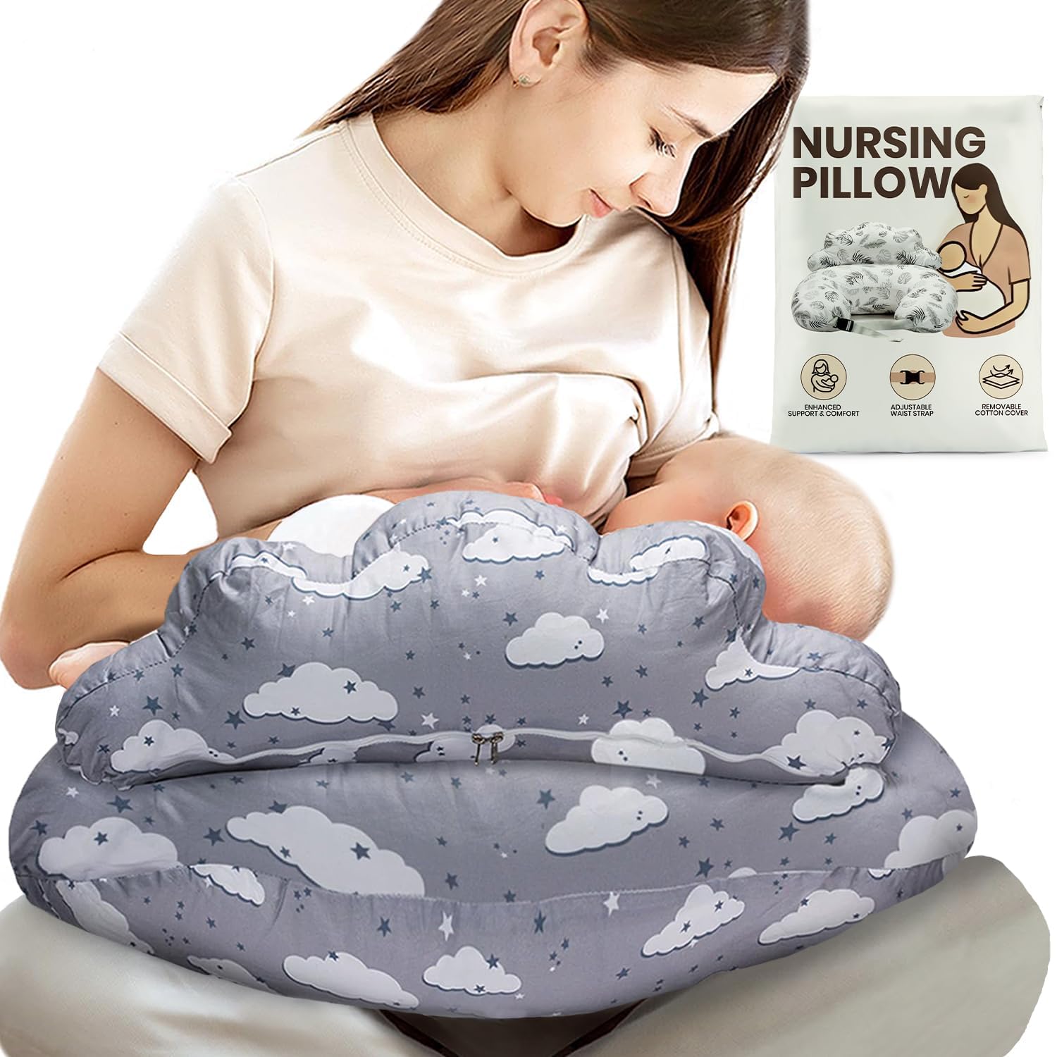 PILLANI nursing pillow with security fence for secure positioning during breastfeeding