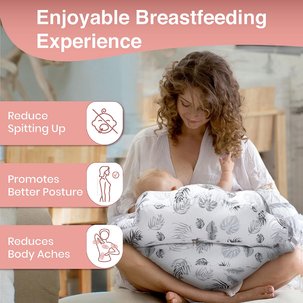PILLANI nursing pillow side-strap adjustment highlights secure, hands-free nursing