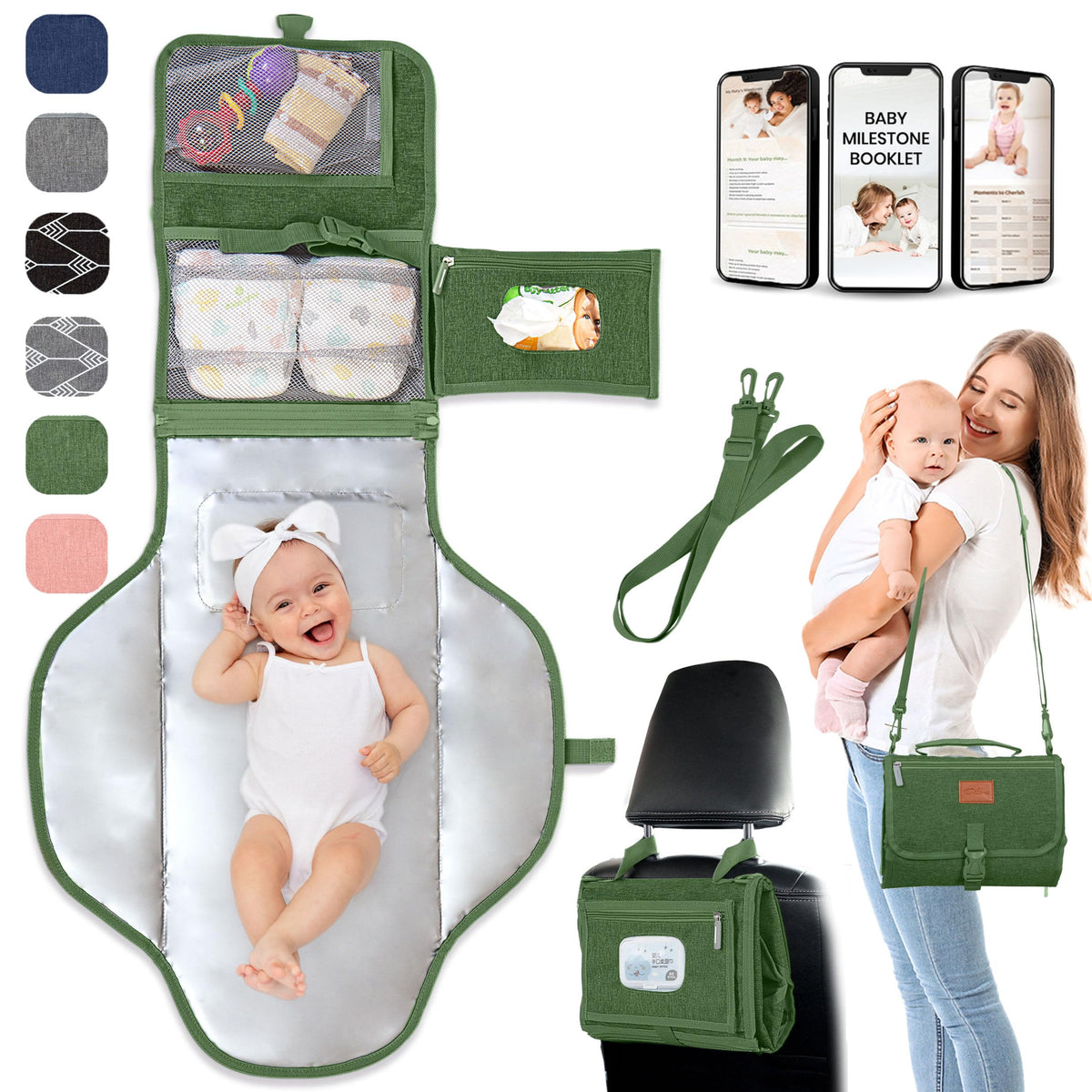 Pillani portable baby changing pad folded compactly for travel storage.