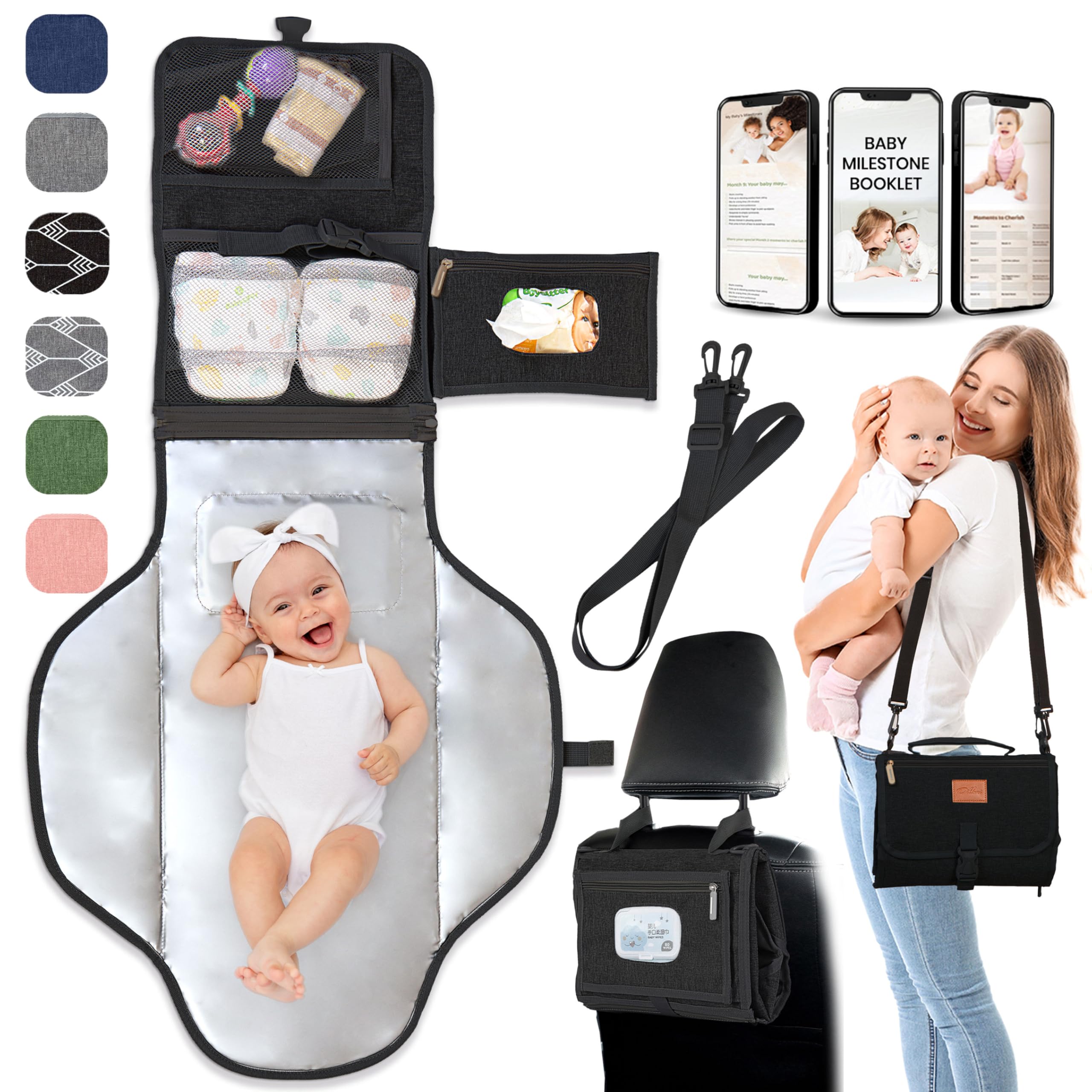 PILLANI portable changing pad folded compact for travel-friendly diaper changes