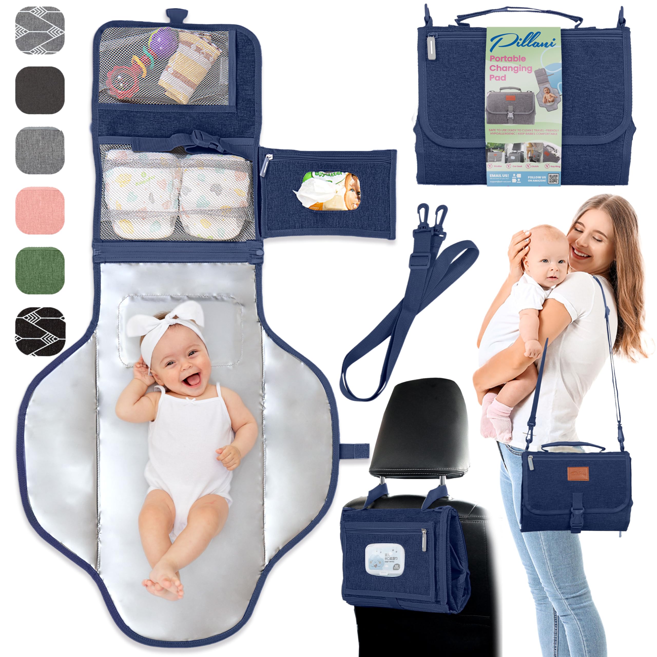 Pillani portable changing pad folded into a compact clutch for travel