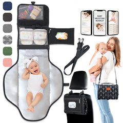Pillani portable changing pad folded clutch for compact storage on outings.
