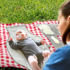 Pillani portable changing pad open layout shows spacious changing area