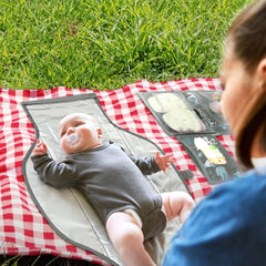 Pillani portable changing pad open layout, provides quick diaper access on outings.