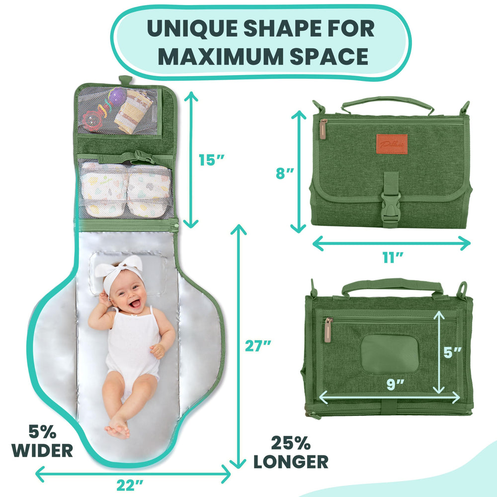 Pillani portable changing pad attached to stroller for hands-free changes.