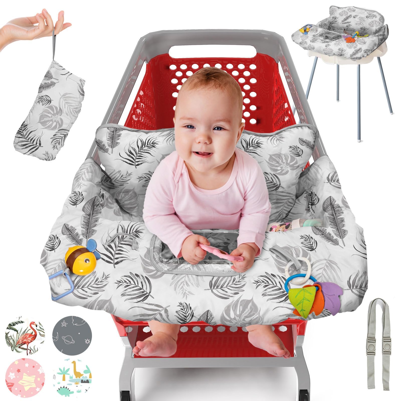 PILLANI shopping cart cover in use protecting baby and parent from germs during shopping