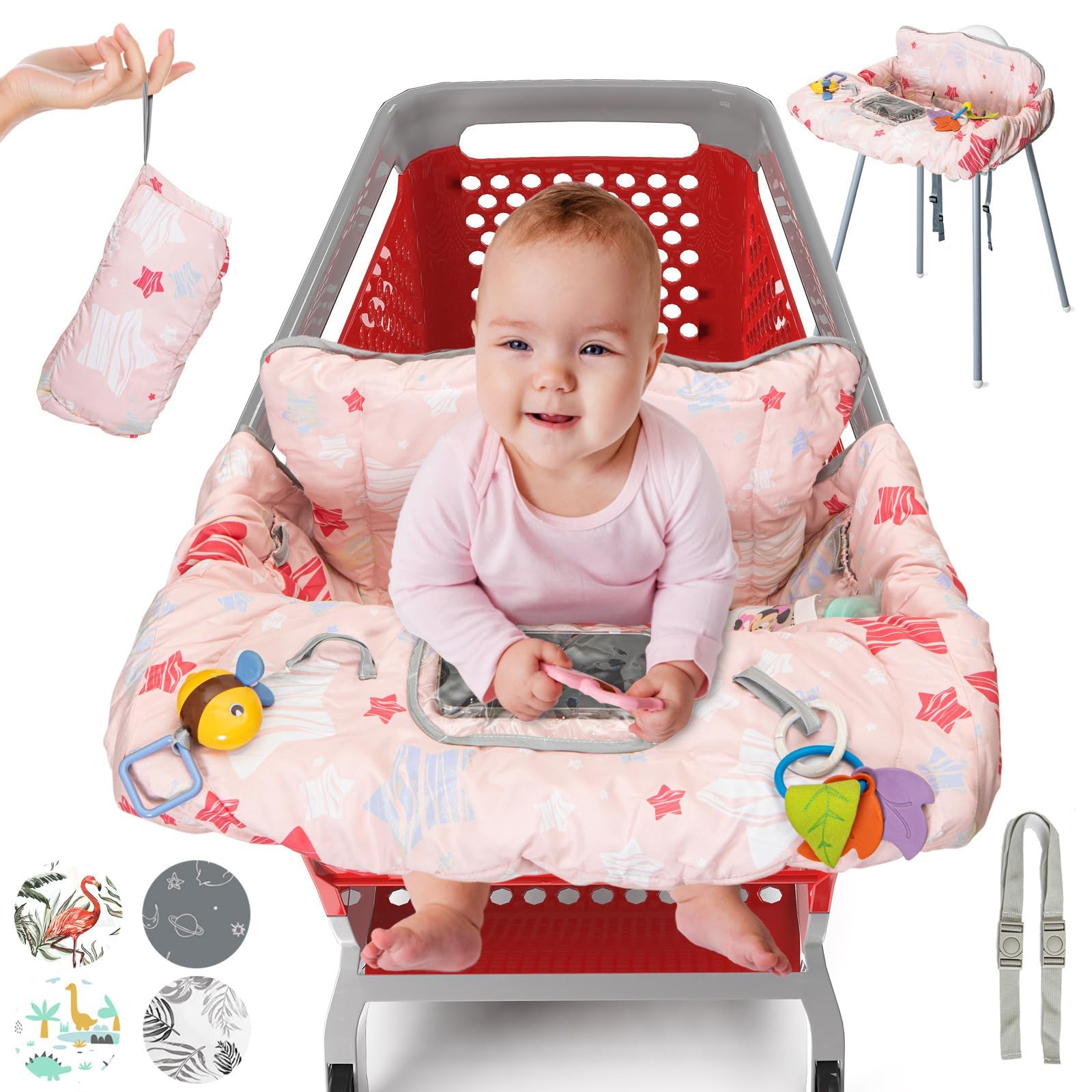 Pillani shopping cart cover front view keeps baby hands clean