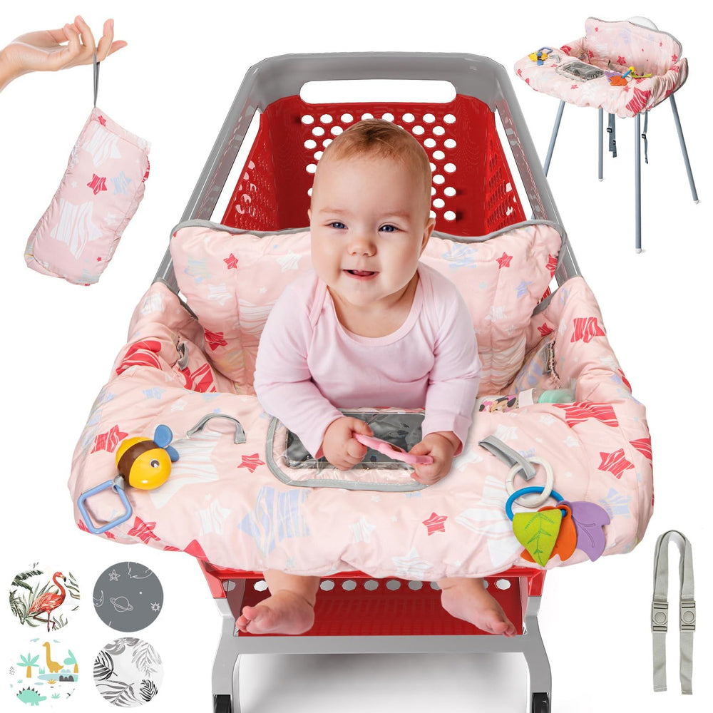 Pillani shopping cart cover front view keeps baby hands clean