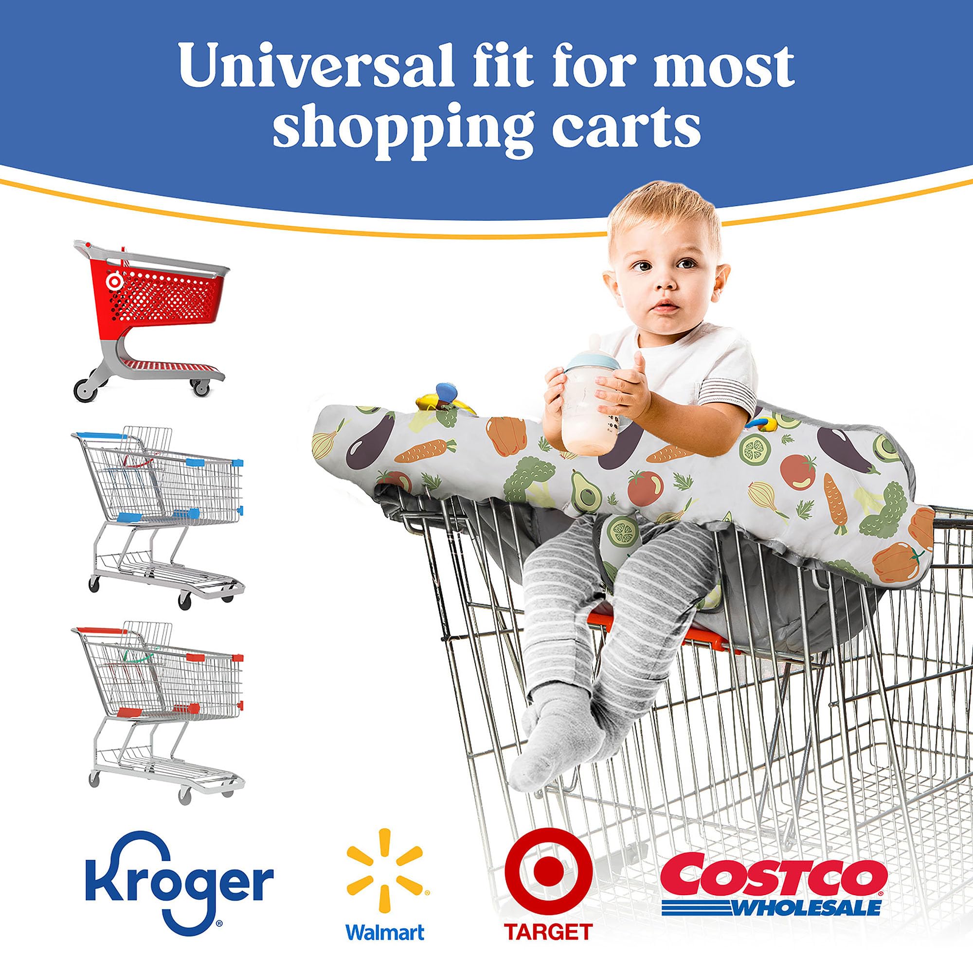 PILLANI shopping cart cover-soft-padding offers cushioned edges for comfortable baby seating.