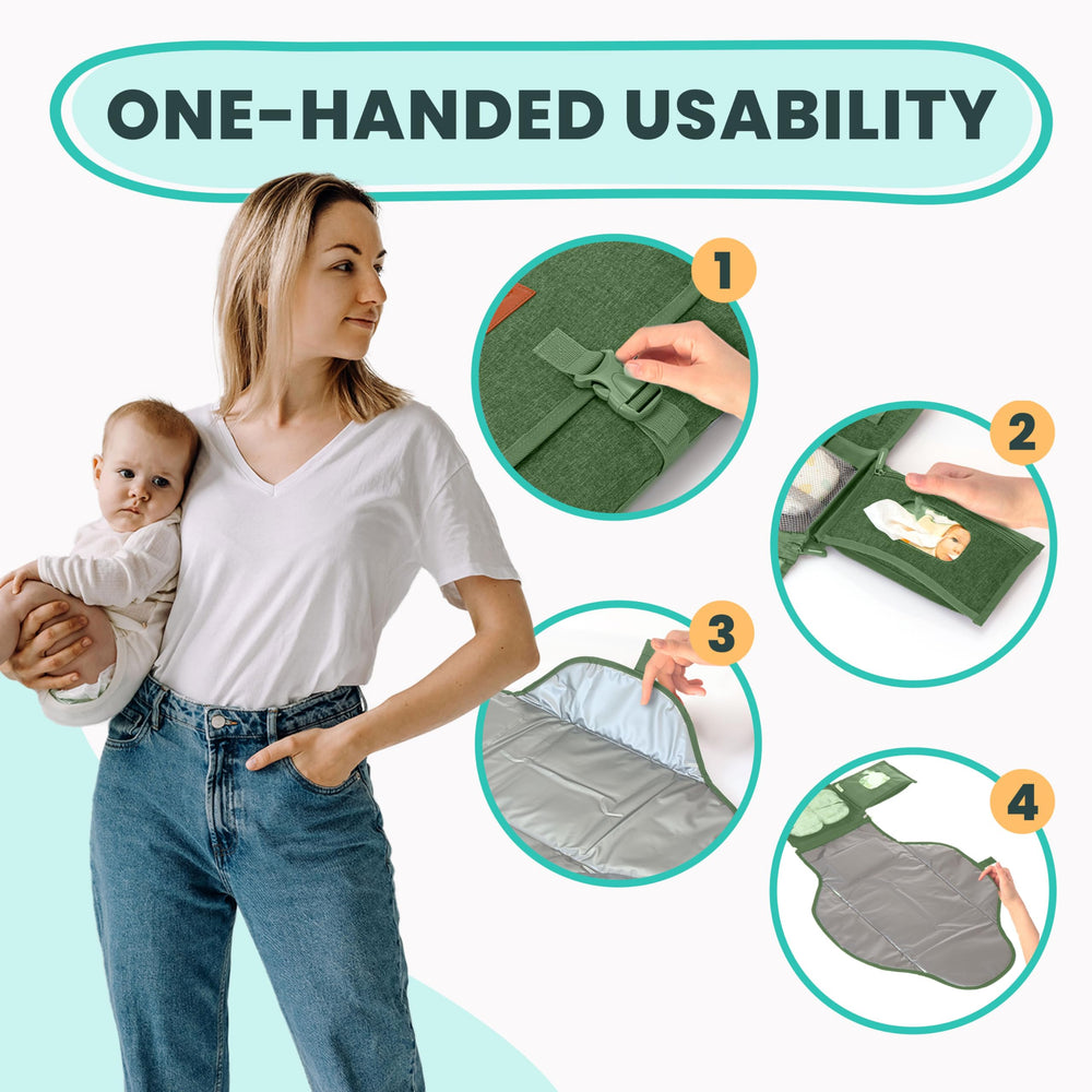 Pillani storage pockets and wipes holder keep essentials organized.