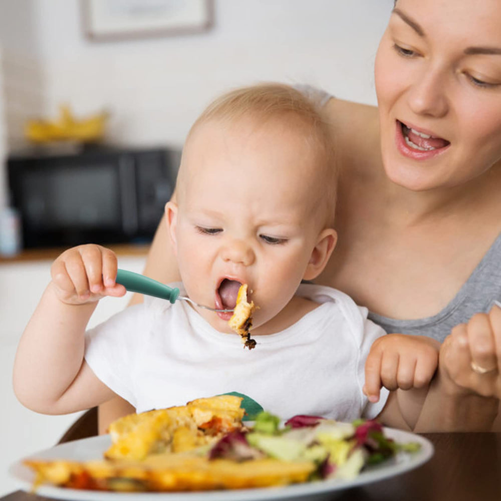 Pimoys 6-pack baby utensils image showing kid-friendly, long-lasting forks.