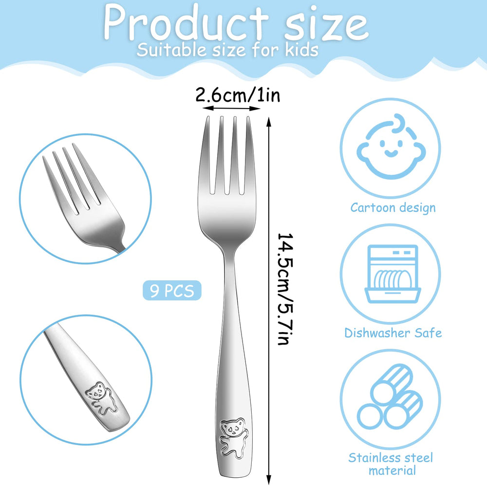 Pimoys bear-engraved forks designed for easy self-feeding