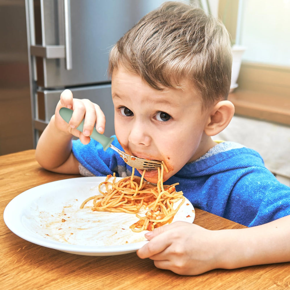 Pimoys durable stainless steel forks with plastic handles for daily family use.