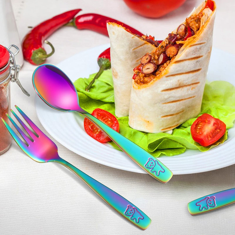 Pimoys rainbow toddler utensils dishwasher safe for quick cleanup