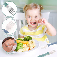Pimoys compact toddler fork size 5.4 x 1.2 inches fits small hands.