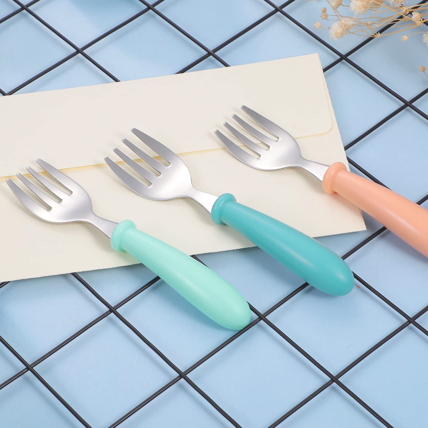 Pimoys toddler forks round-handle easy-grip design for small hands.