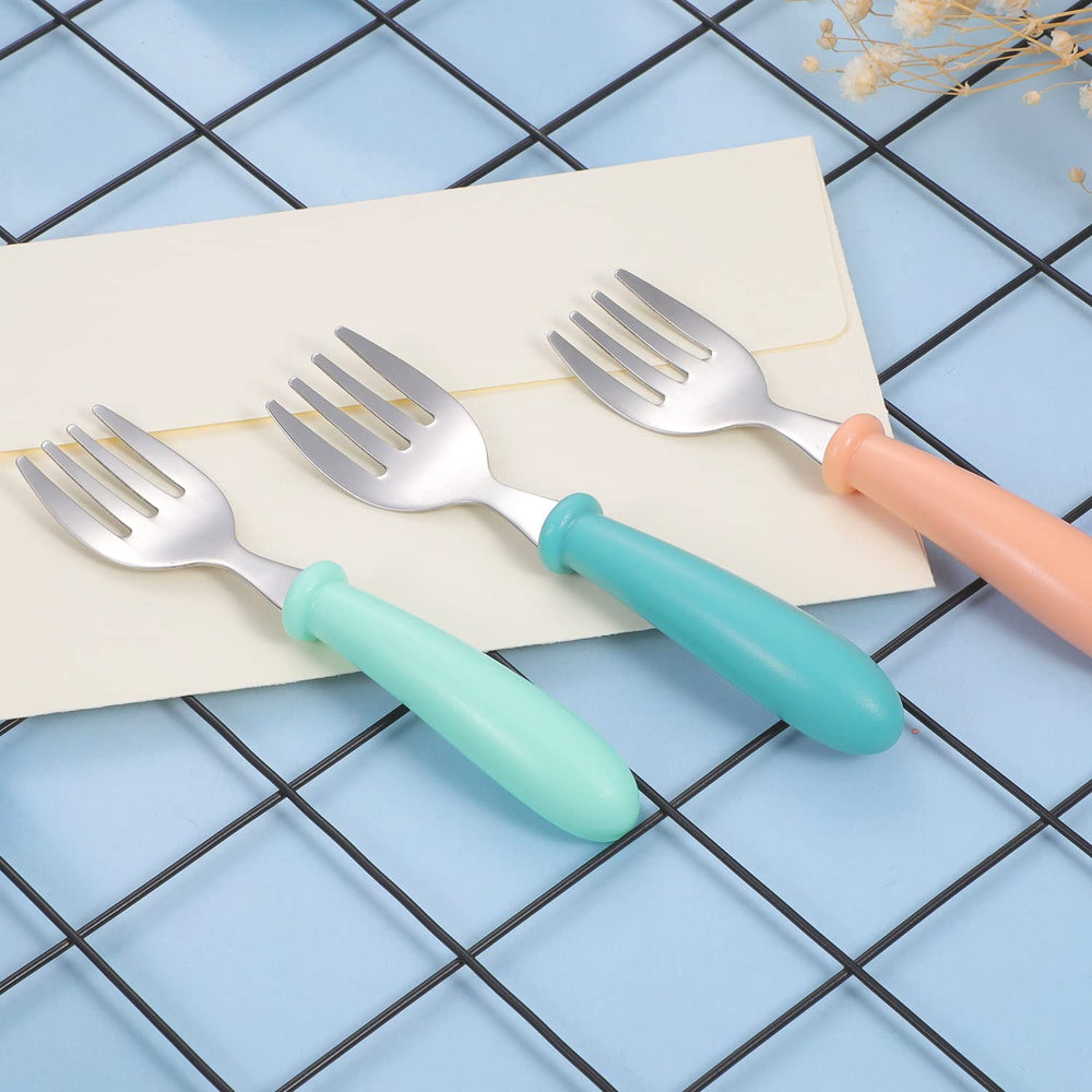 Pimoys toddler forks round-handle easy-grip design for small hands.