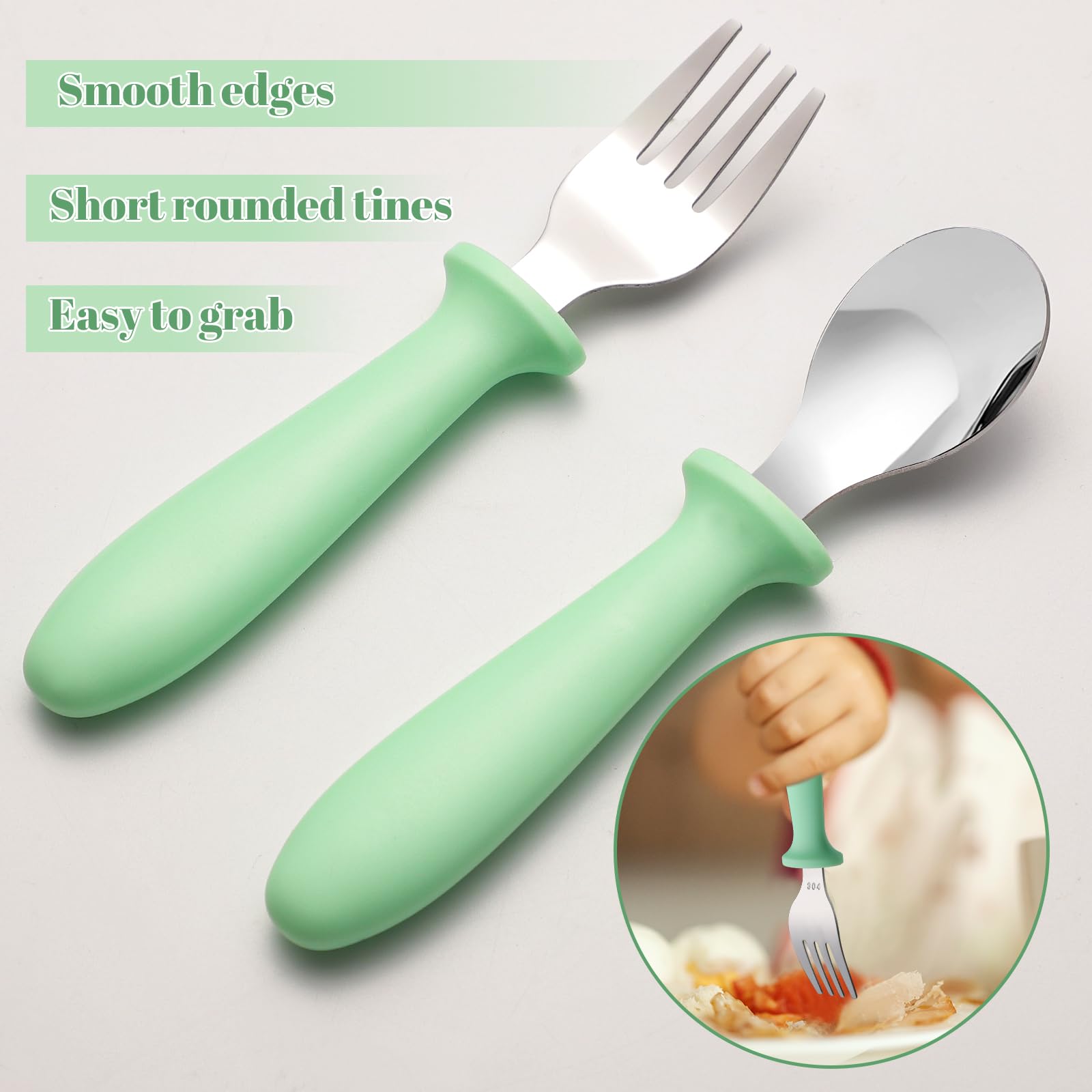 Pimoys toddler forks with rounded tines for safe meals.