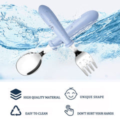 Pimoys toddler spoons dishwasher-safe closeup demonstrates easy cleaning after meals.