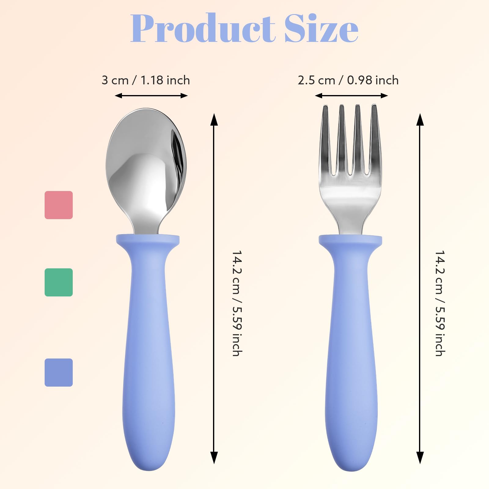 Pimoys toddler utensils with plastic handles for easy grip