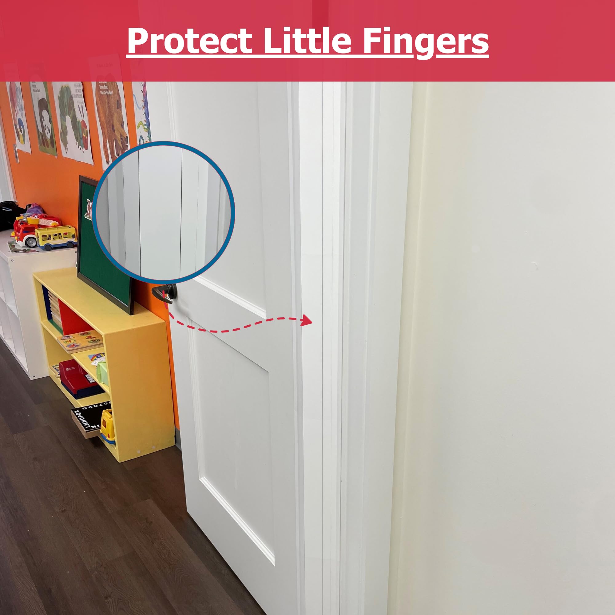 PINCH-NOT adhesive strips remove cleanly without door damage.