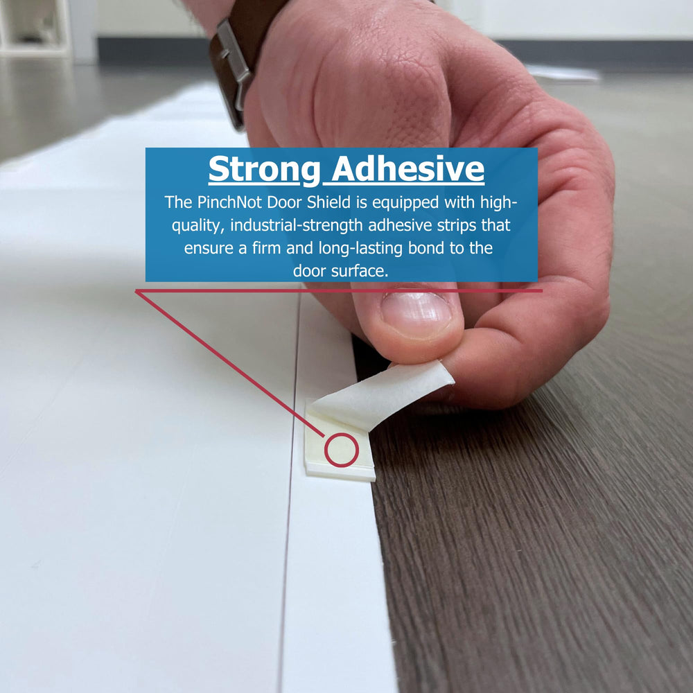 PINCH-NOT hinge-side protection reduces pinch risks for toddlers.