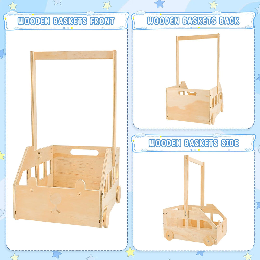 PineapplePapa large wooden basket offers ample space for clothes and diapers.