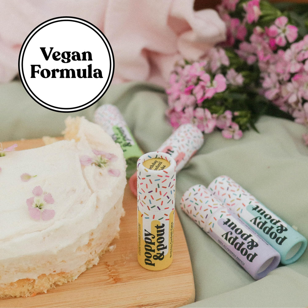 Poppy & Pout balm free from parabens, phthalates, petrolatum, and SLS.